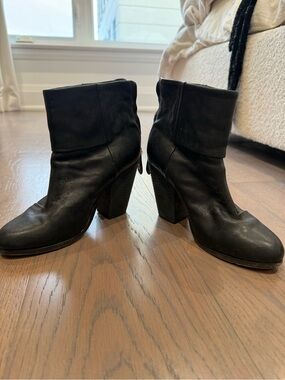 Rag & Bone Newbury Black Leather Ankle Boots